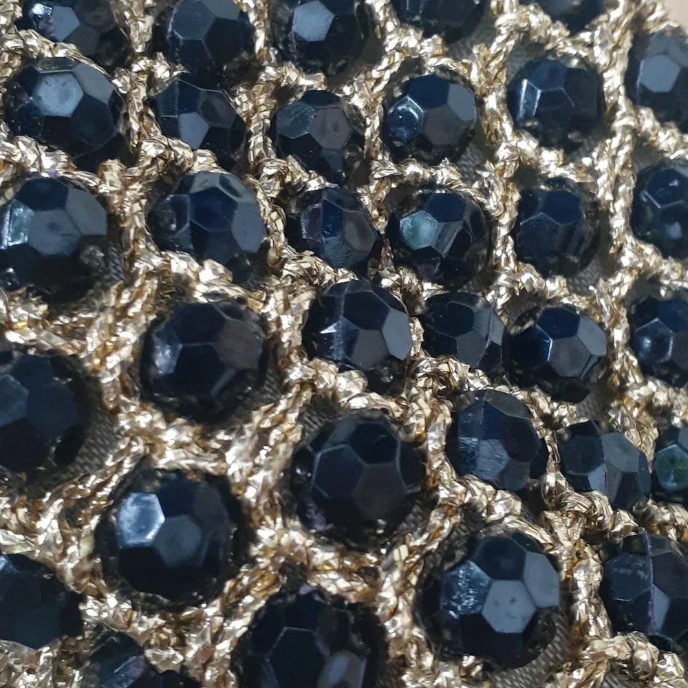 Vintage Black and Gold Beaded Clutch Wristlet